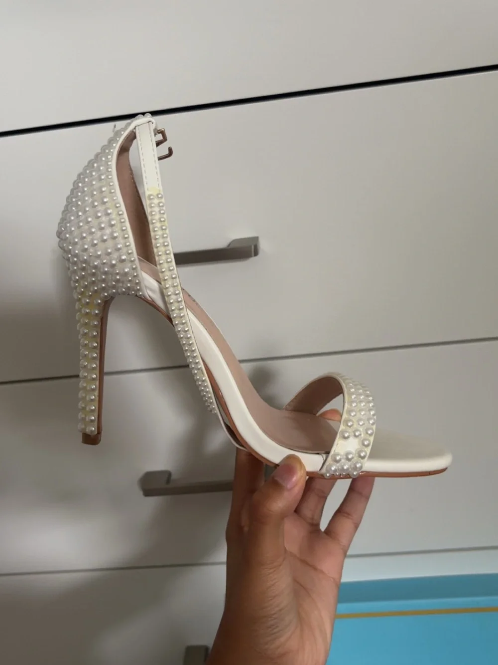 Ivory Pearl Embellished Women's Heels